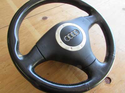 Audi TT MK1 8N Leather Trimmed Sport Steering Wheel Aluminum Accents W/ Air Bag 8N0419091B25D2
